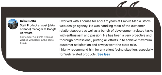 Client testimonial | SEO Consultant Nice